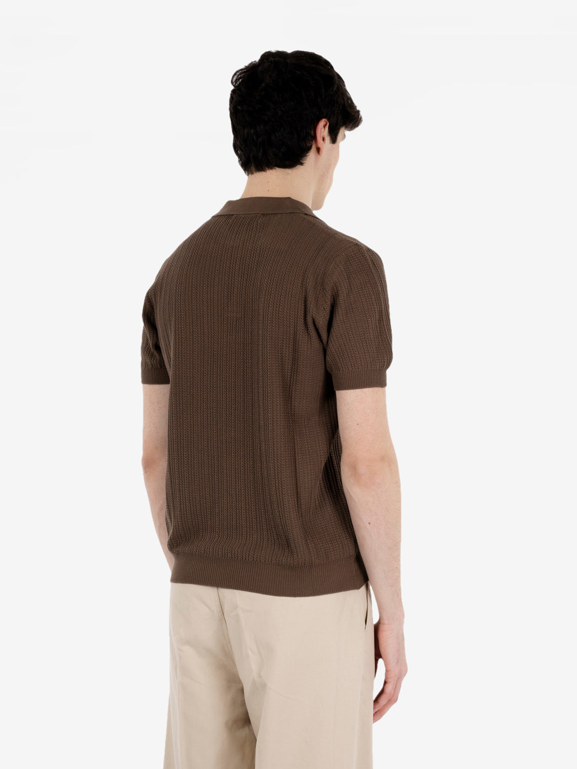 Polo in maglia punto operato noce