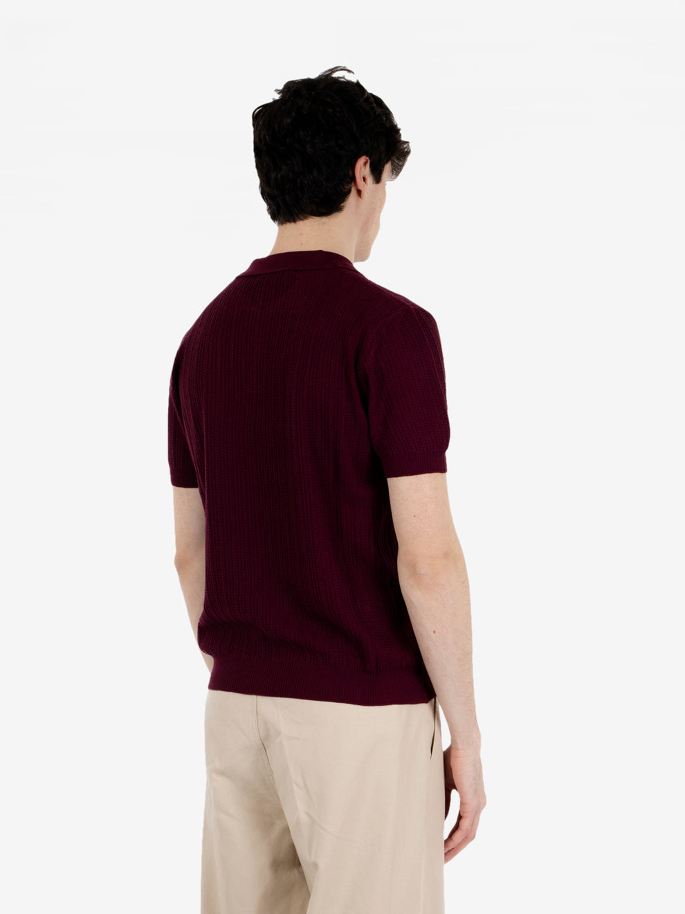Polo in maglia punto operato vino
