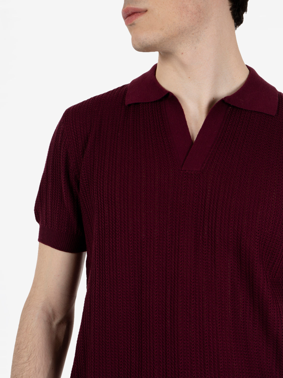 Polo in maglia punto operato vino