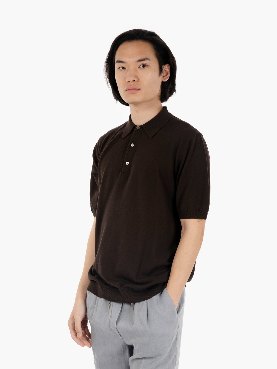 Polo in maglia testa di moro