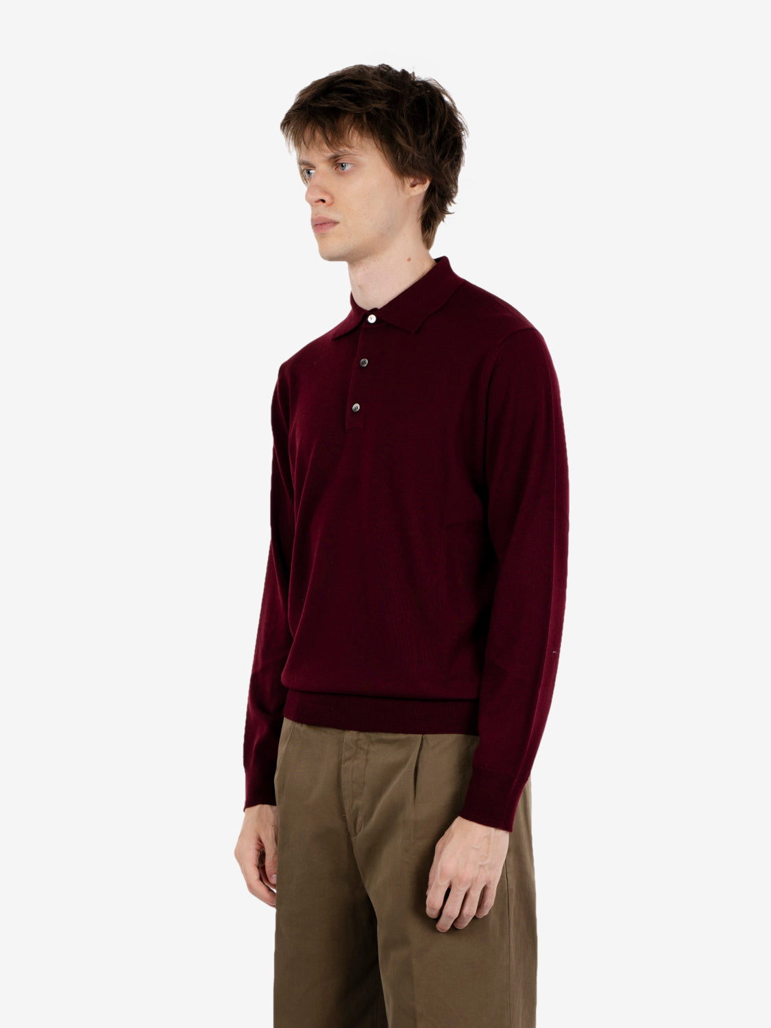 Polo in maglia vinaccia
