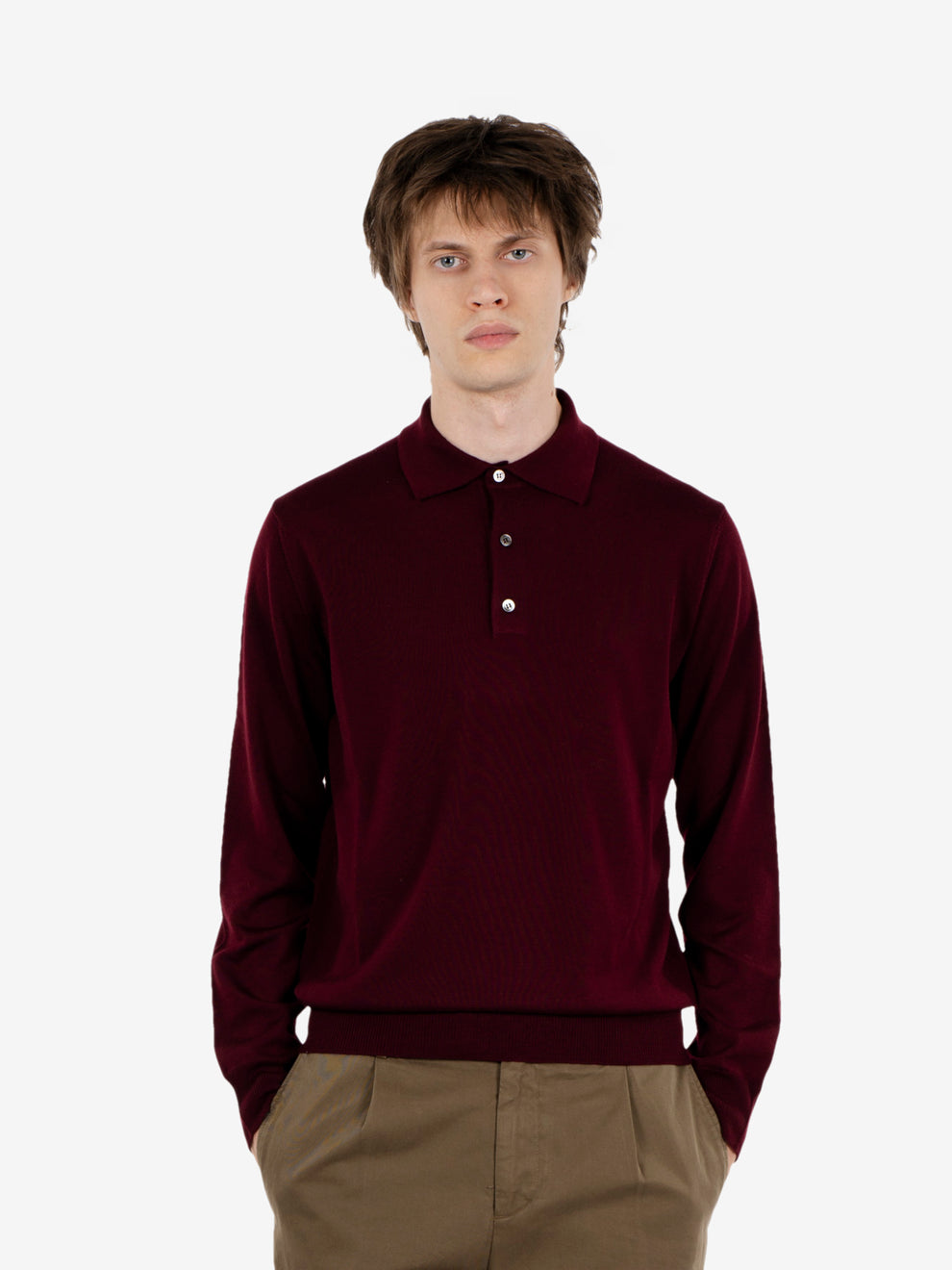 Polo in maglia vinaccia