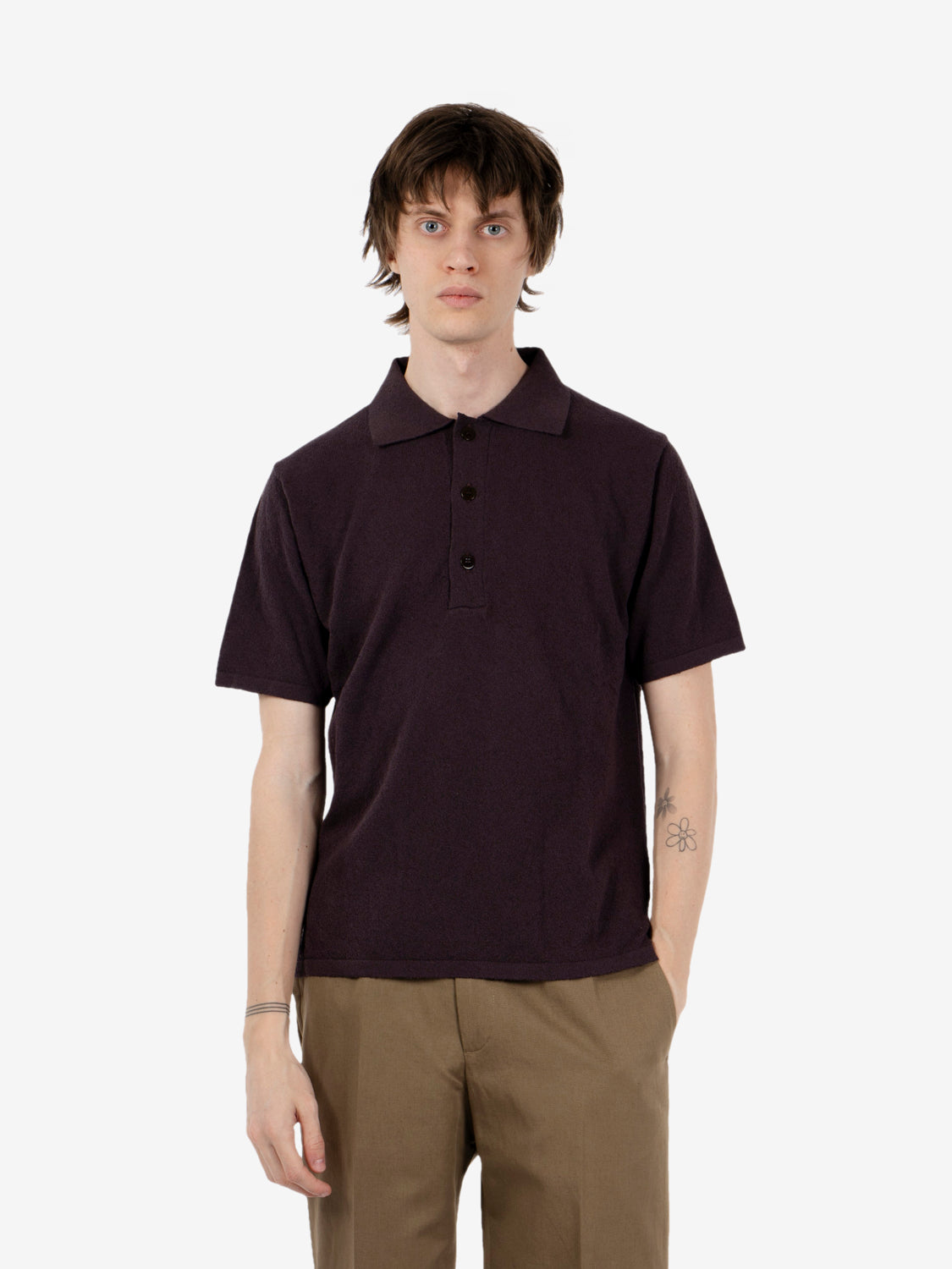 Polo in spugna melanzana