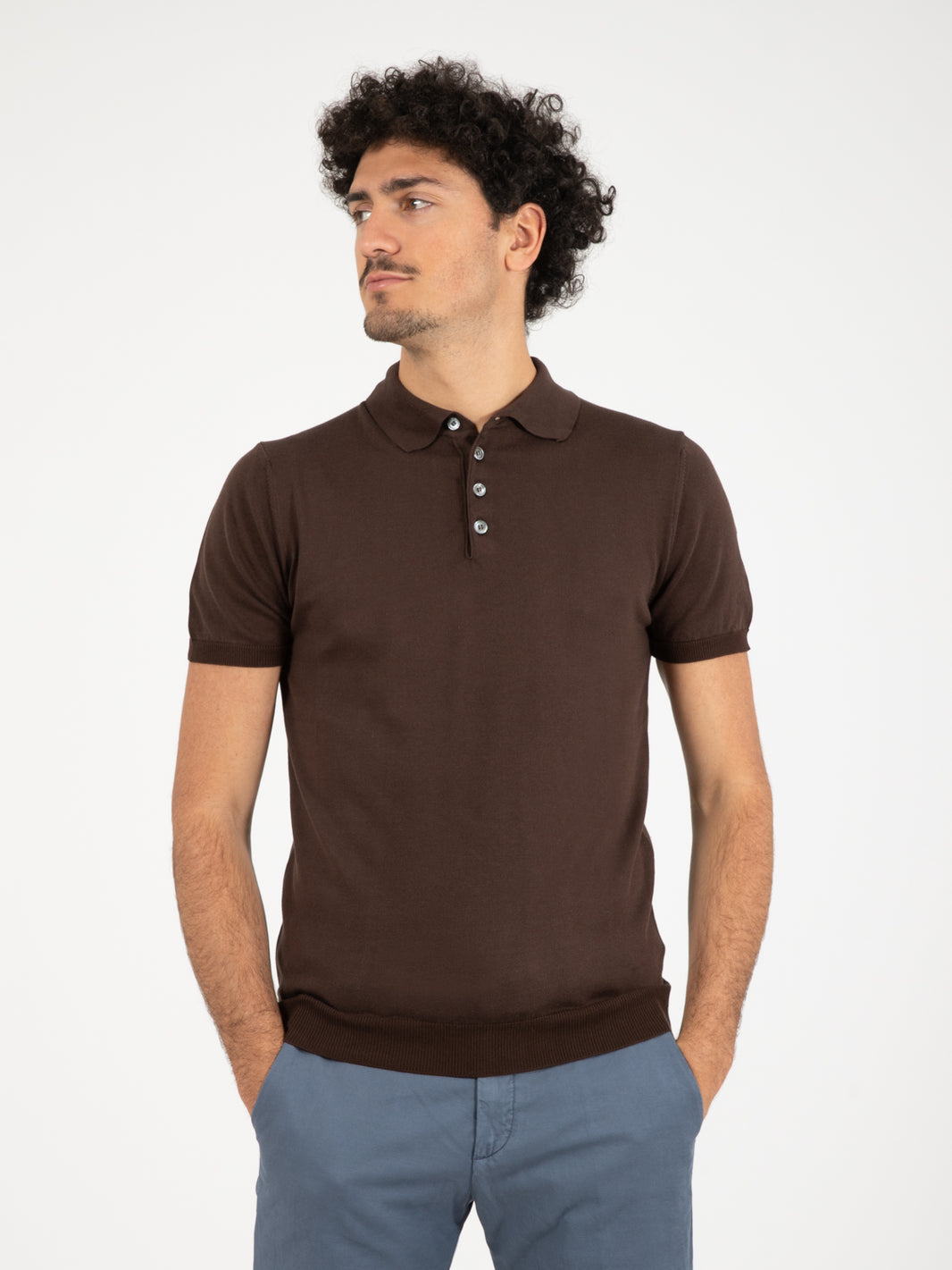 Dark brown short sleeve polo