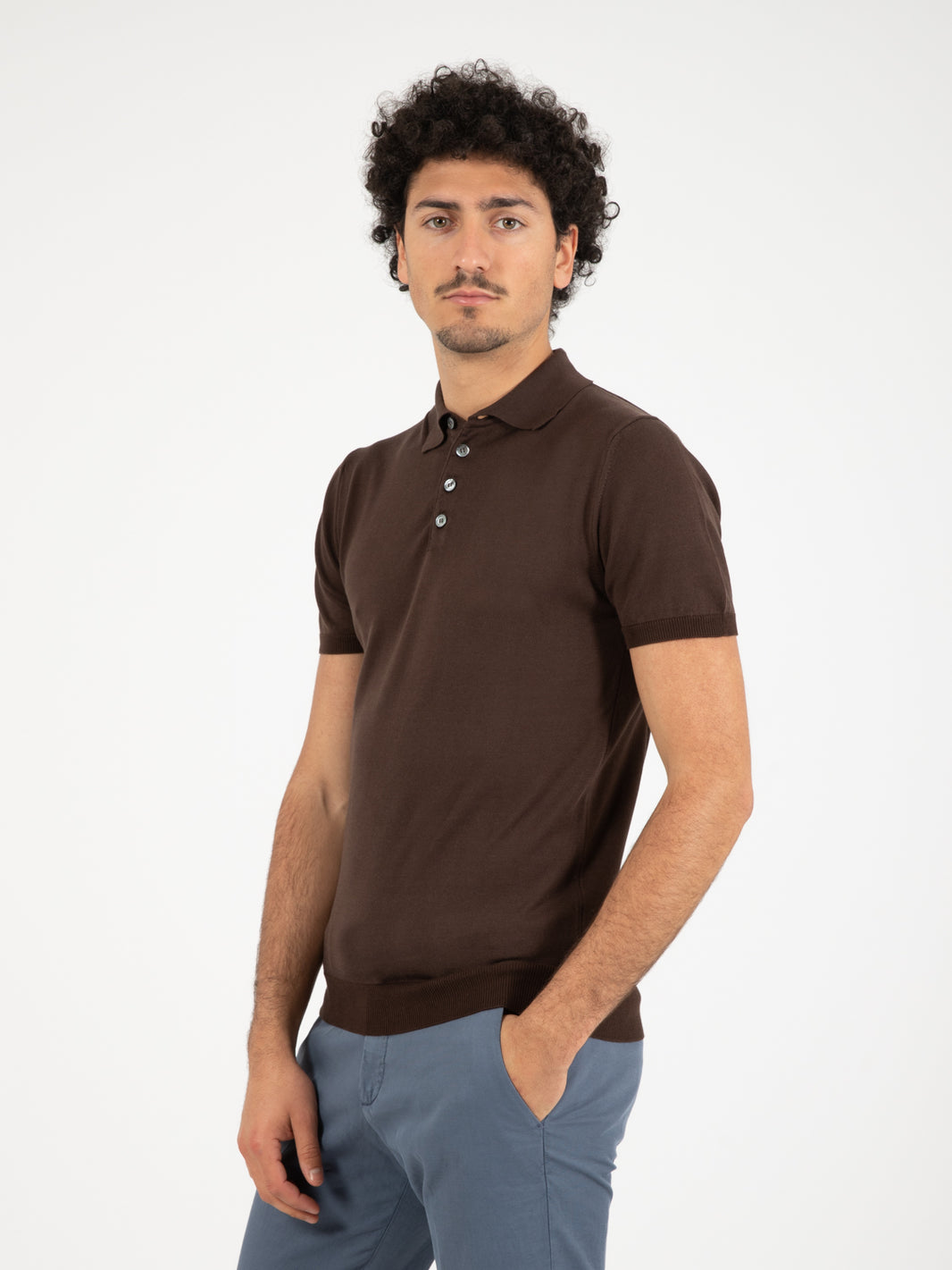 Dark brown short sleeve polo