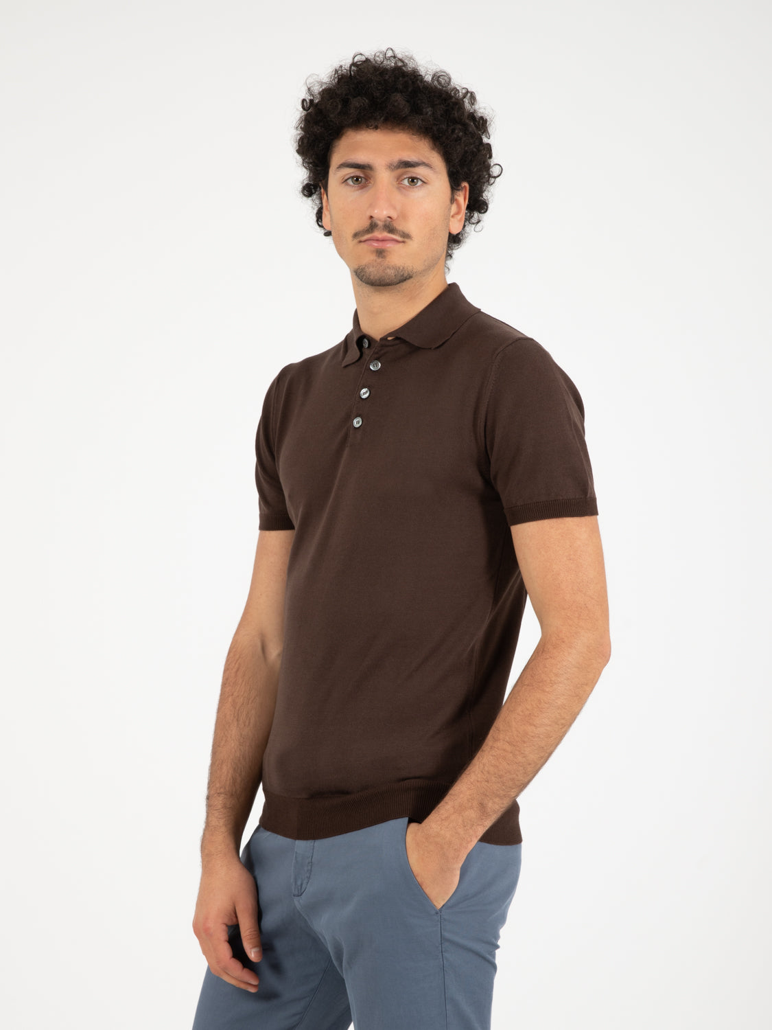 Dark brown short sleeve polo