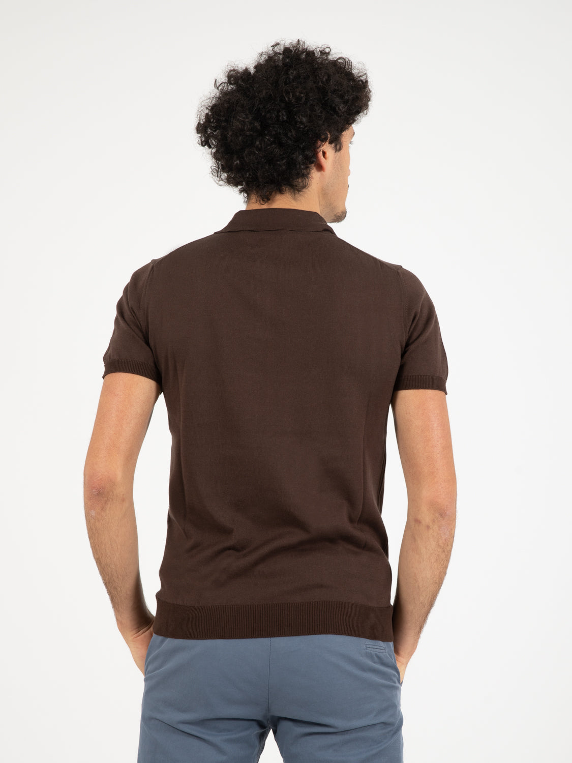 Dark brown short sleeve polo