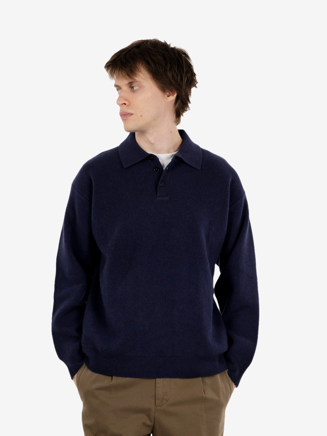NAVY PIQUÉ KNIT POLO SHIRT DF5102_0023