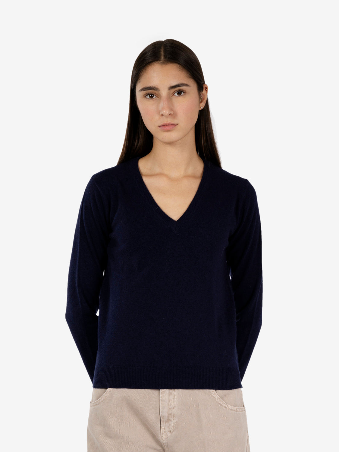 Pullover scollo a V blu navy