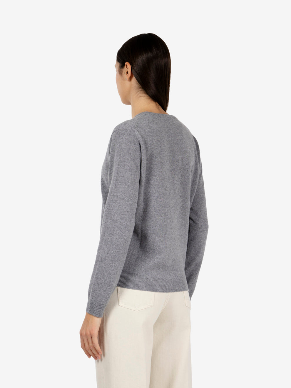 Pullover scollo a V grigio medio