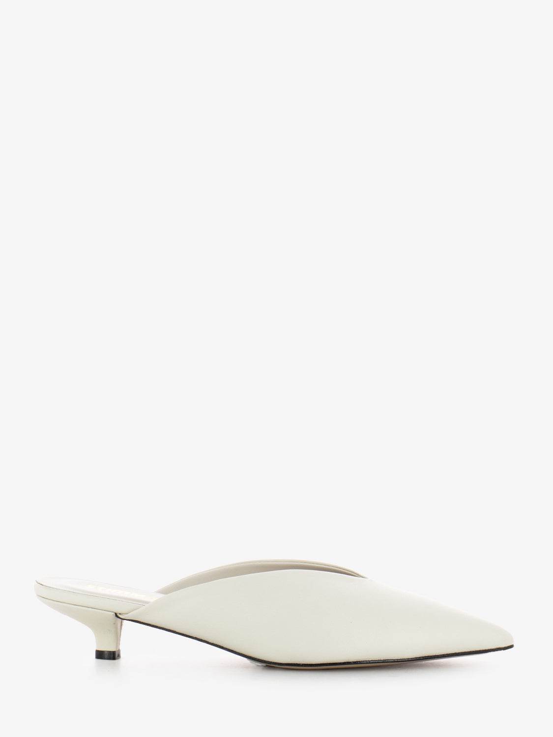 Pointed toe clog with white heel