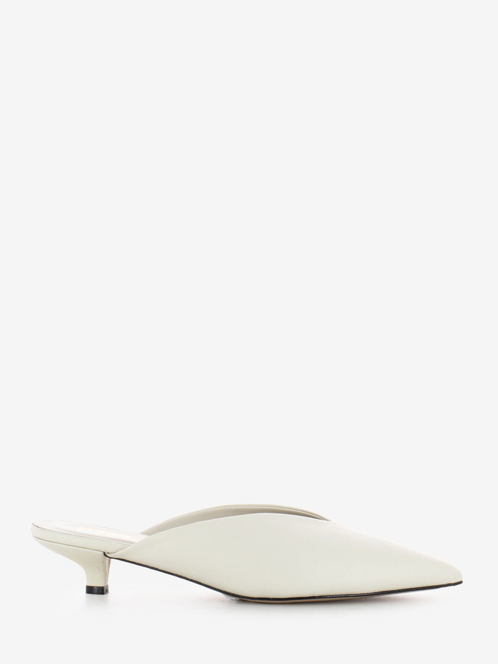 Pointed toe clog with white heel