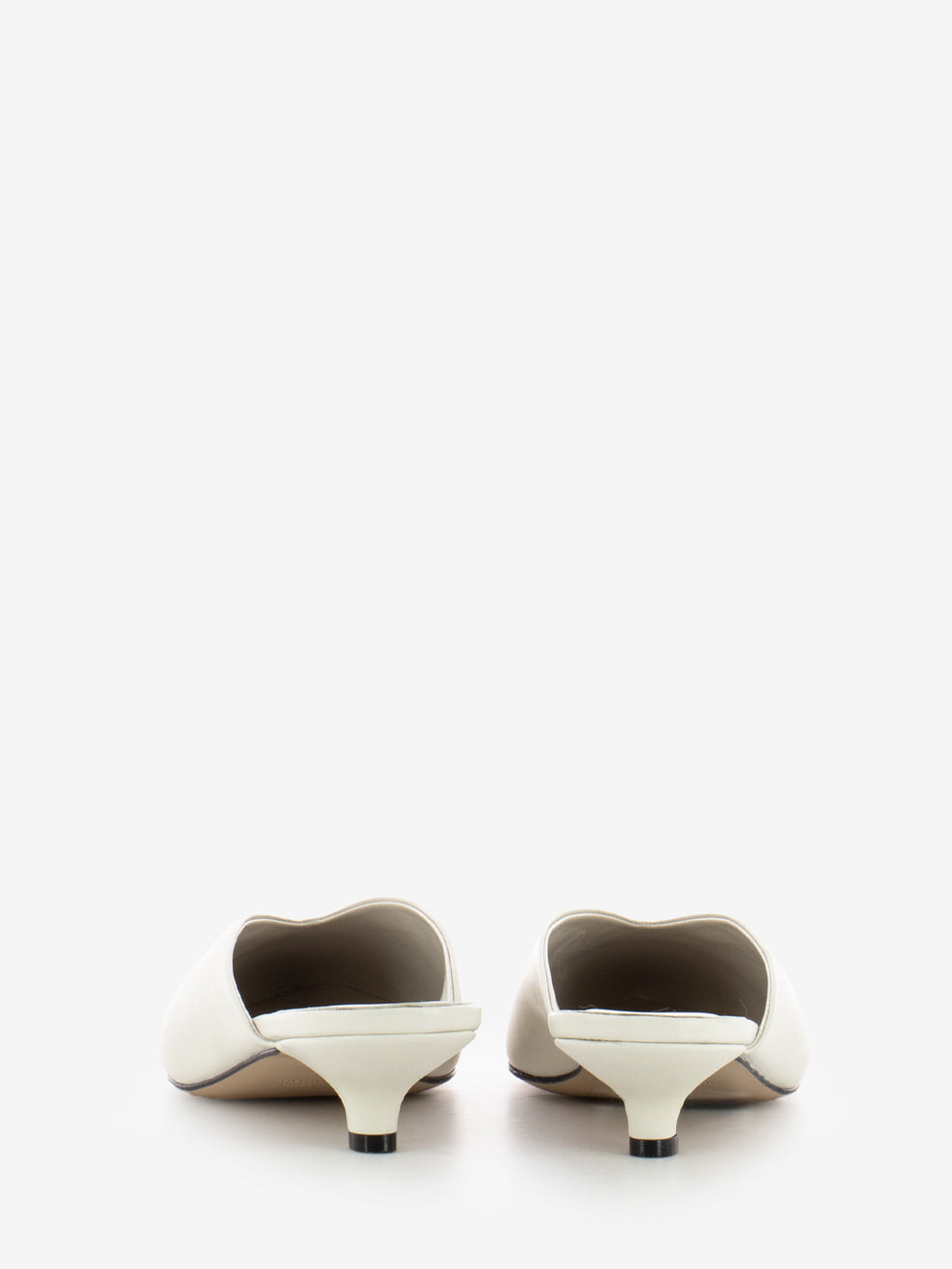 Pointed toe clog with white heel