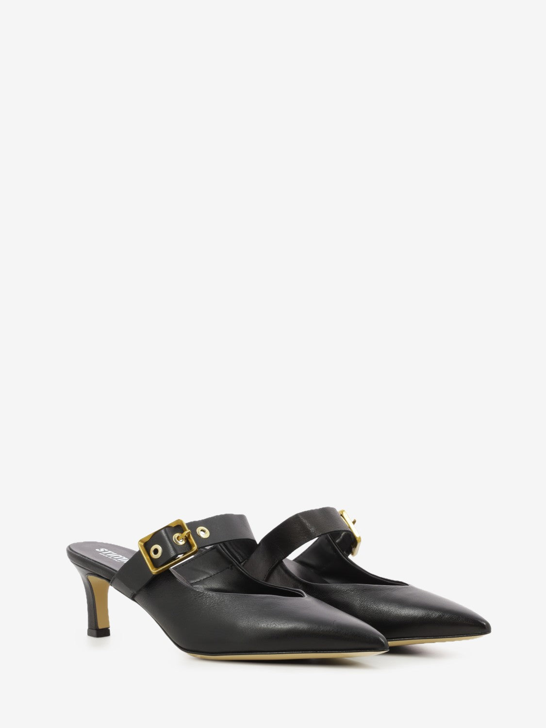 Sabot con fibbia in nappa nero