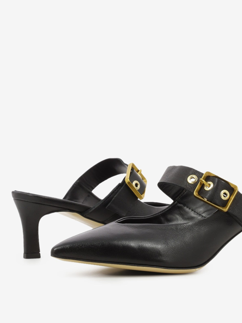 Sabot con fibbia in nappa nero
