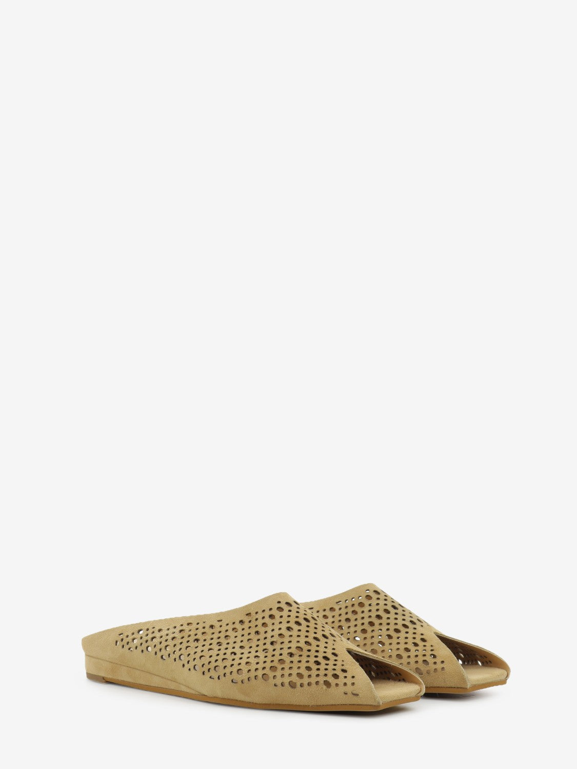 Sabot in suede traforato camel