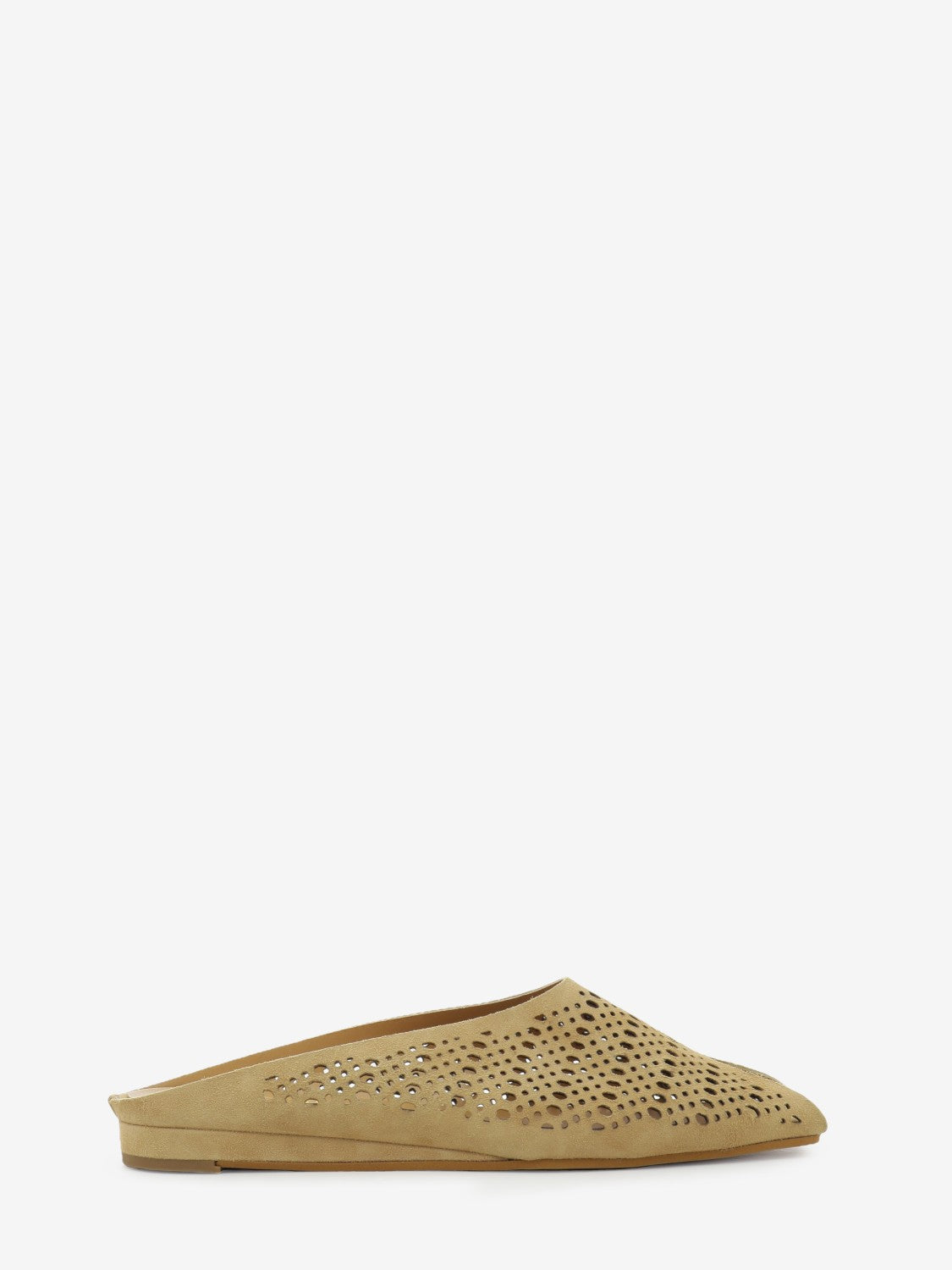 Sabot in suede traforato camel