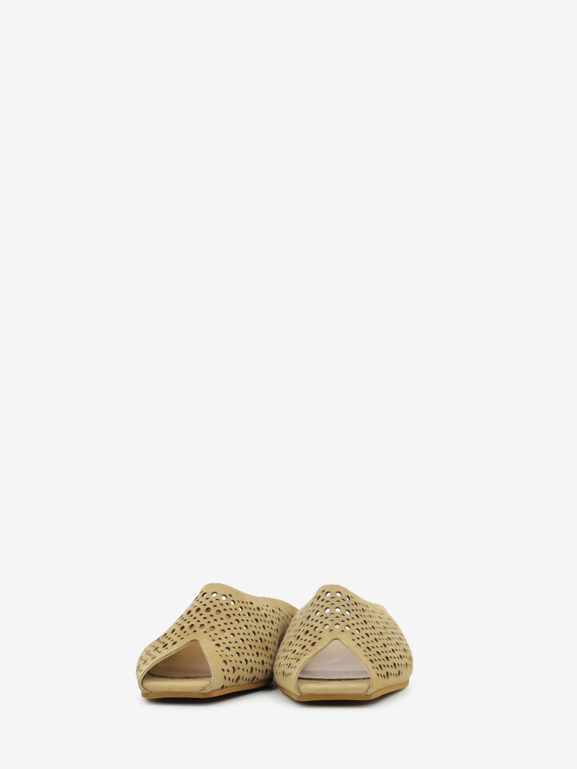 Sabot in suede traforato camel