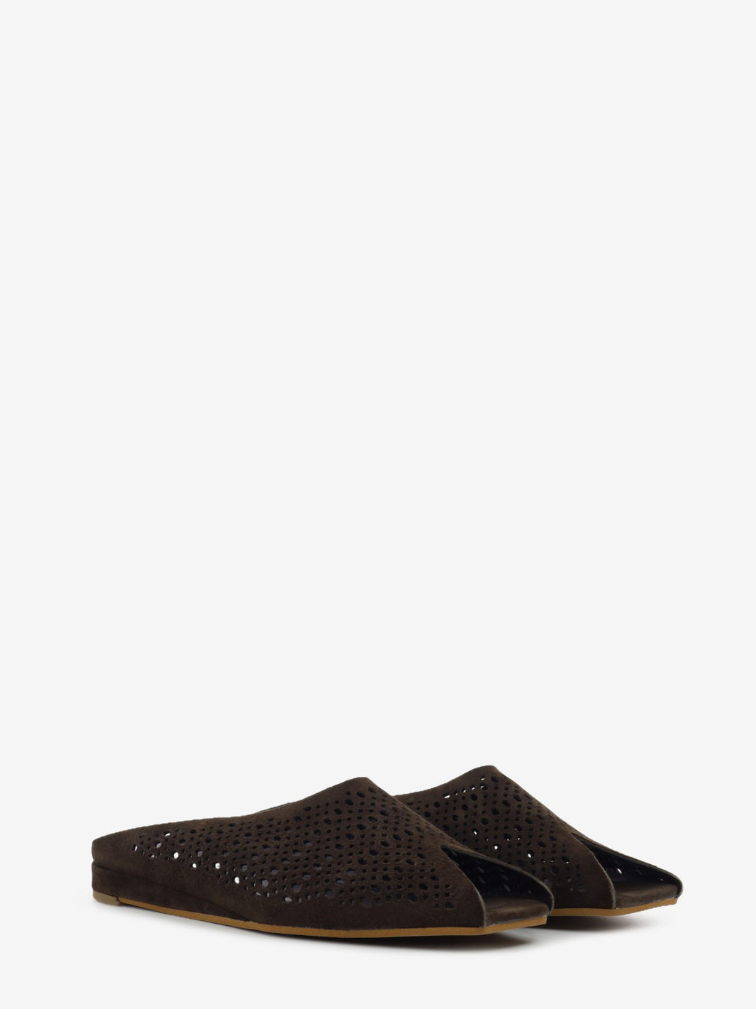 Sabot in suede traforato testa di moro