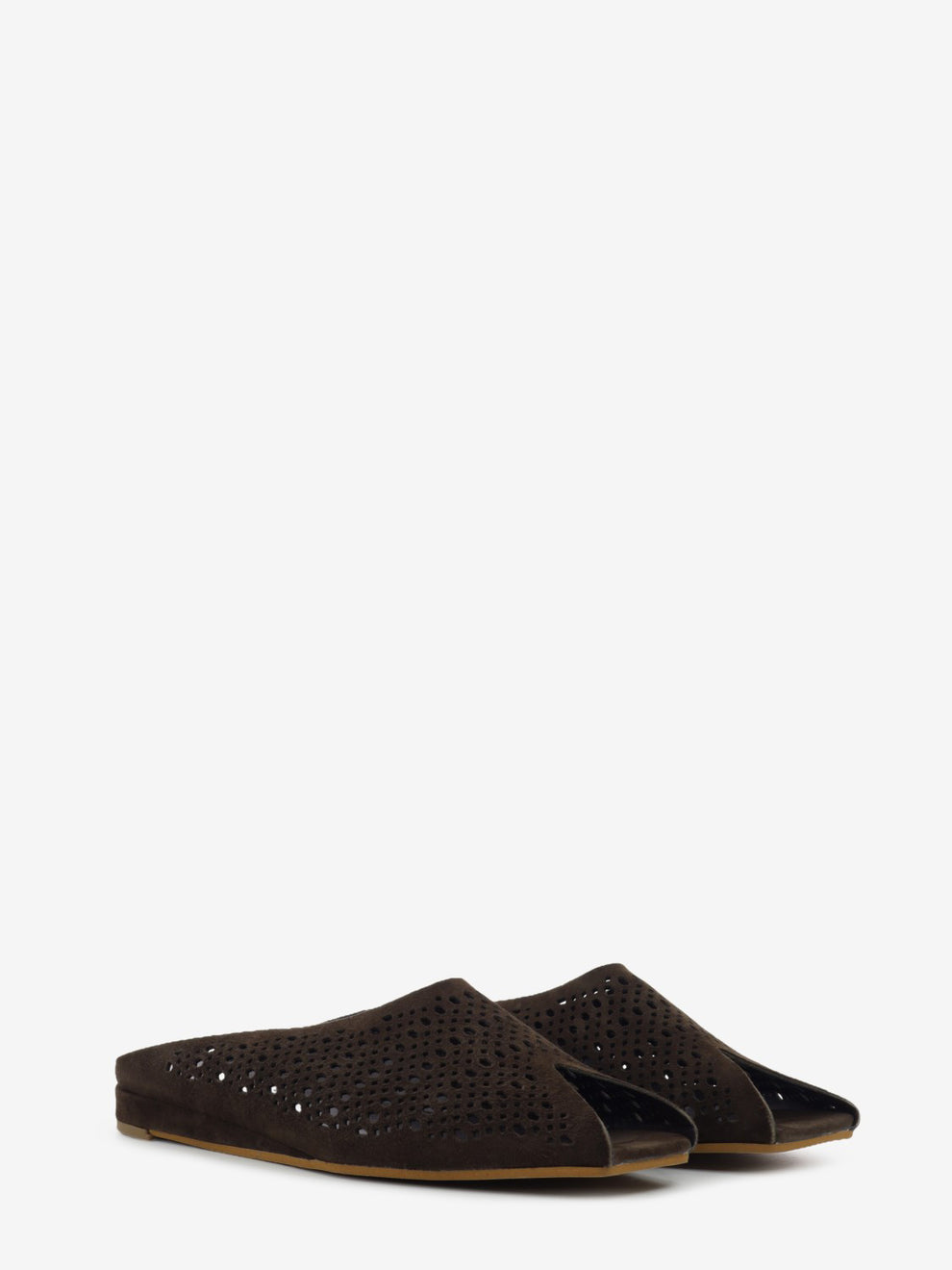 Sabot in suede traforato testa di moro