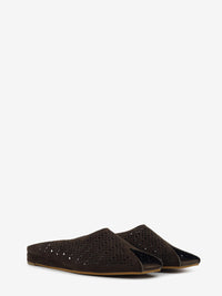 Sabot in suede traforato testa di moro