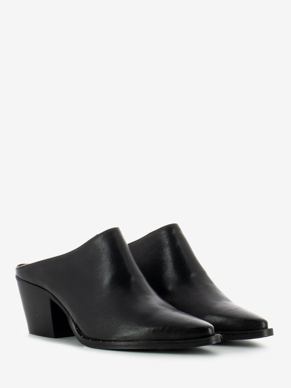 Marion leather clog with studs black