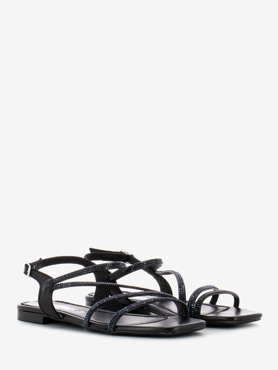 Black Glitter Band Sandals