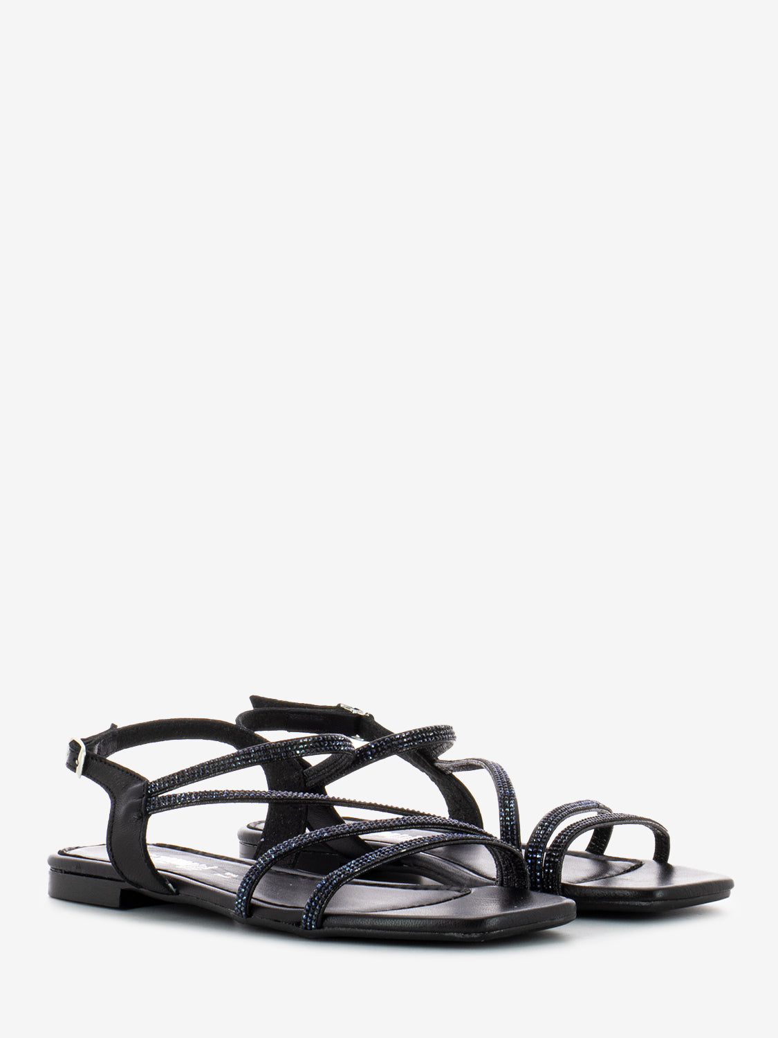 Black Glitter Band Sandals
