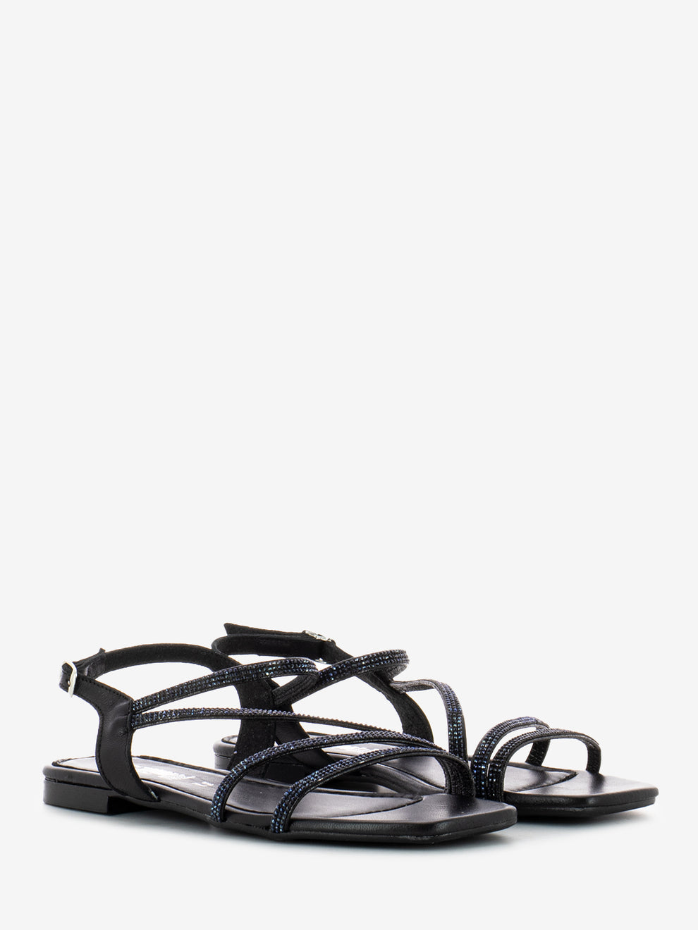 Black Glitter Band Sandals