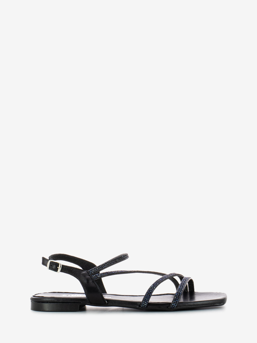 Black Glitter Band Sandals