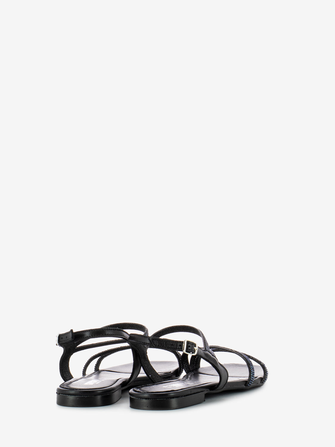 Black Glitter Band Sandals