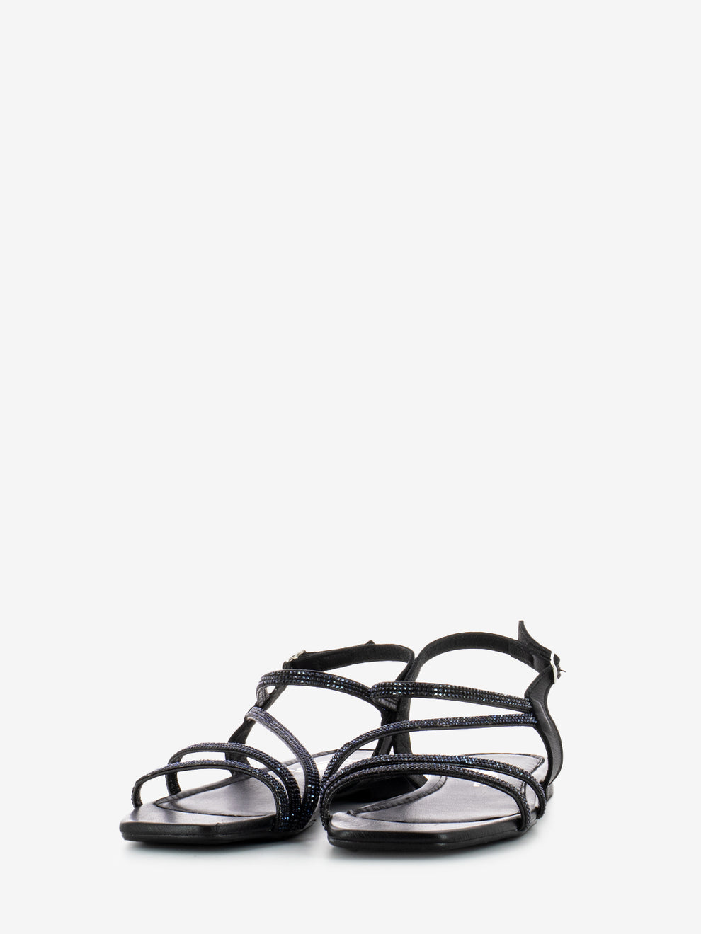 Black Glitter Band Sandals