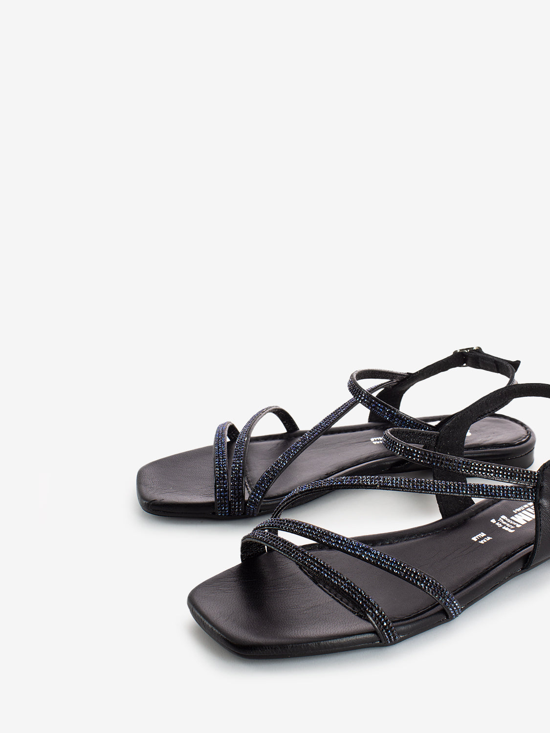 Black Glitter Band Sandals