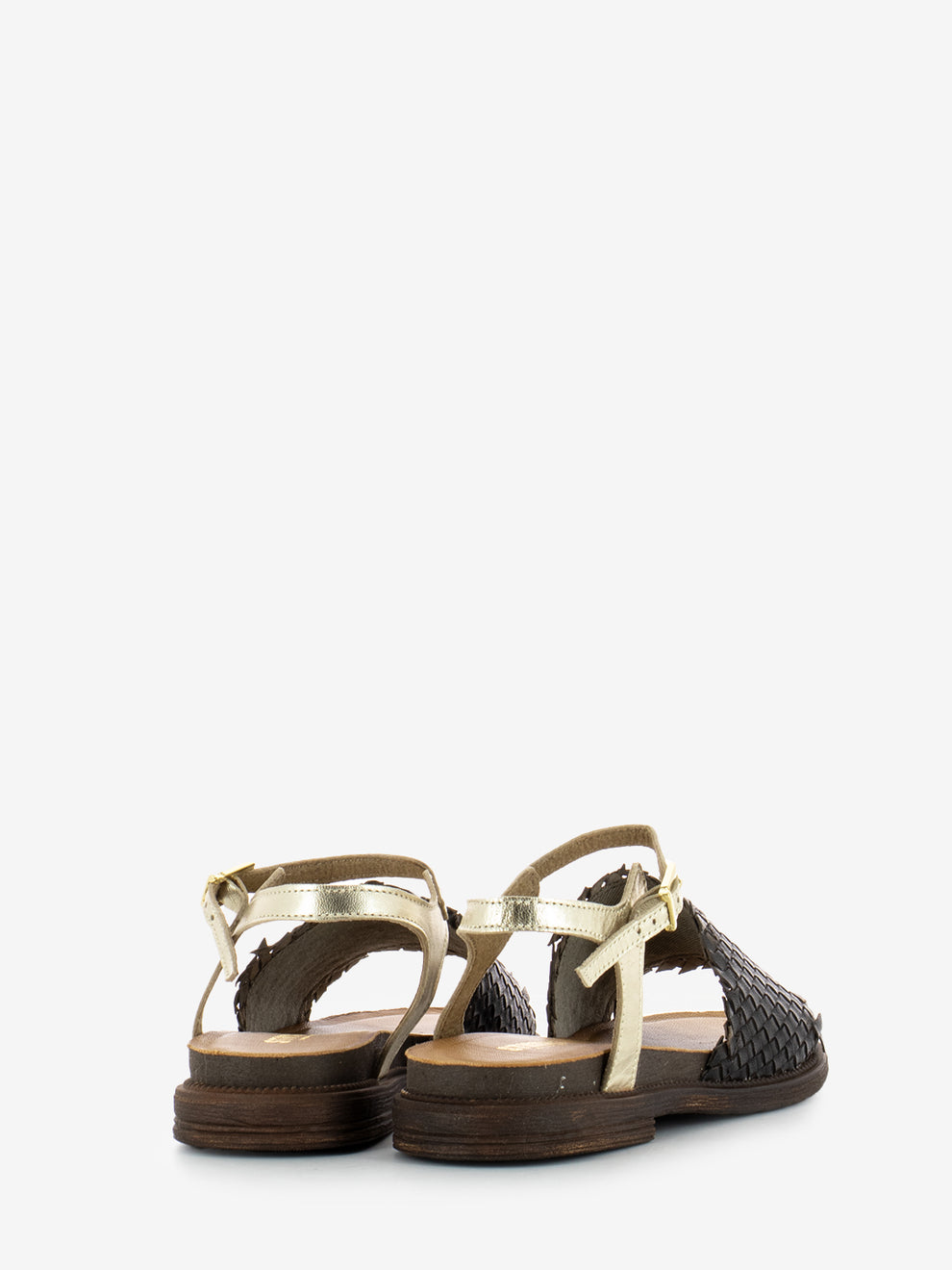 Brown/Platinum Braided Band Sandals