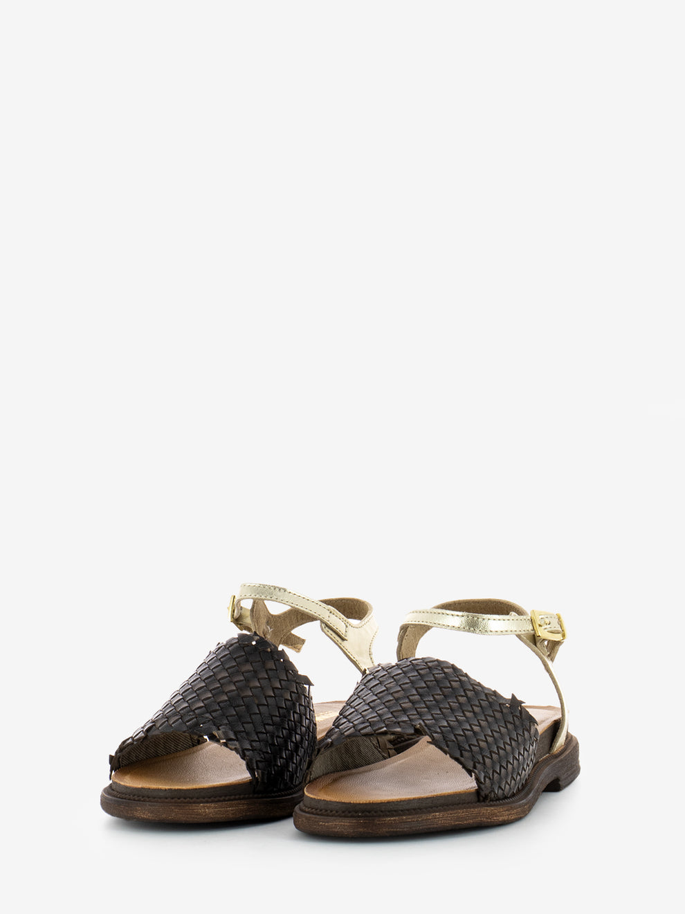 Brown/Platinum Braided Band Sandals
