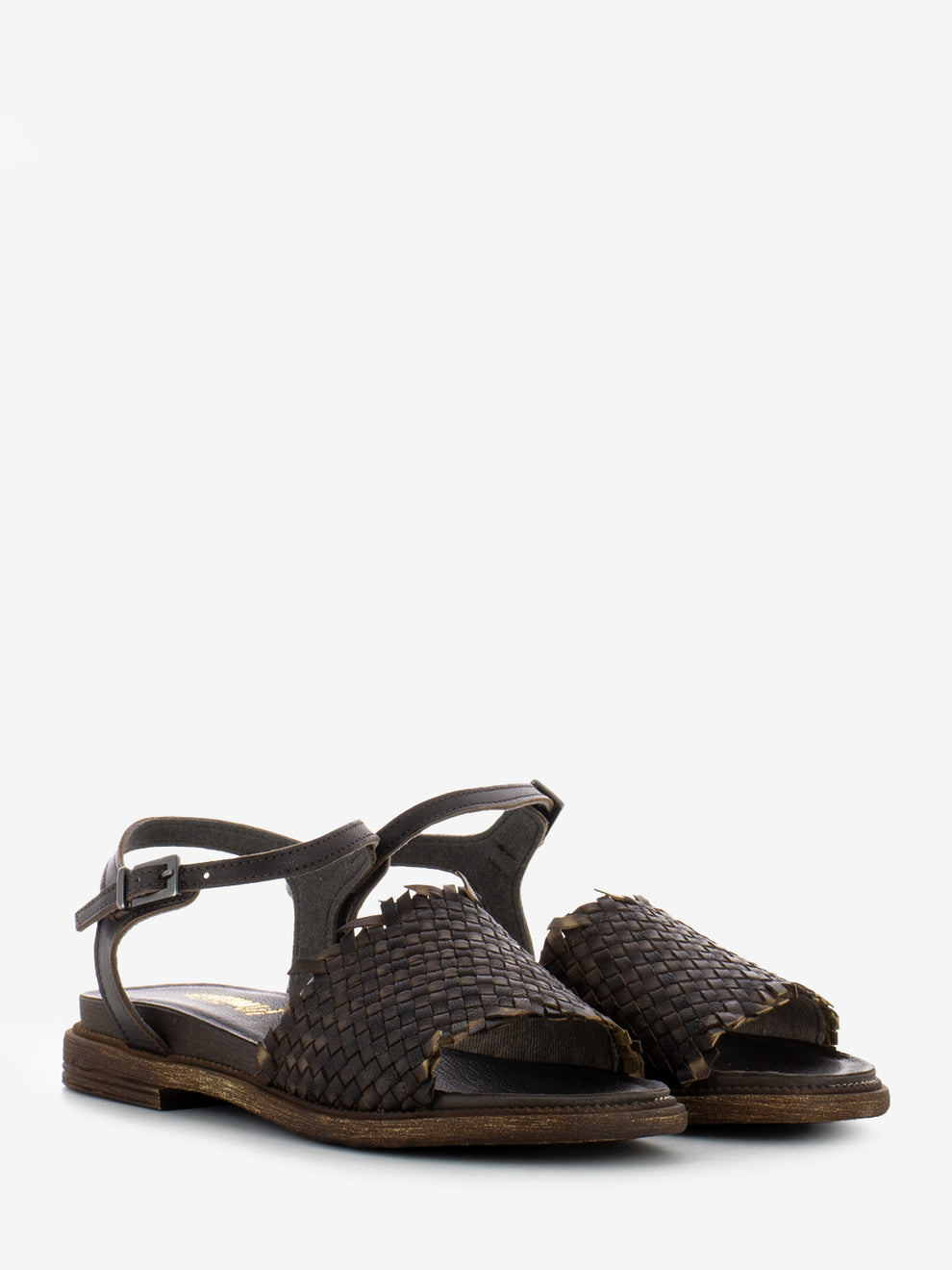 Sandals with braided band dark brown