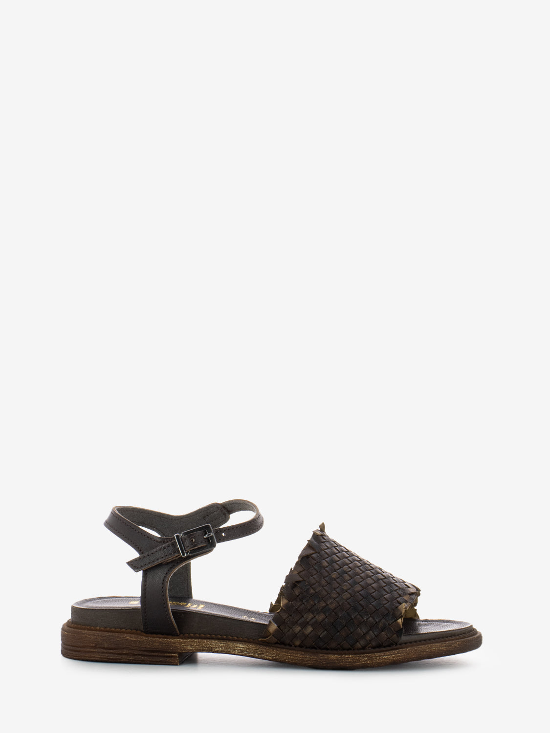 Sandals with braided band dark brown