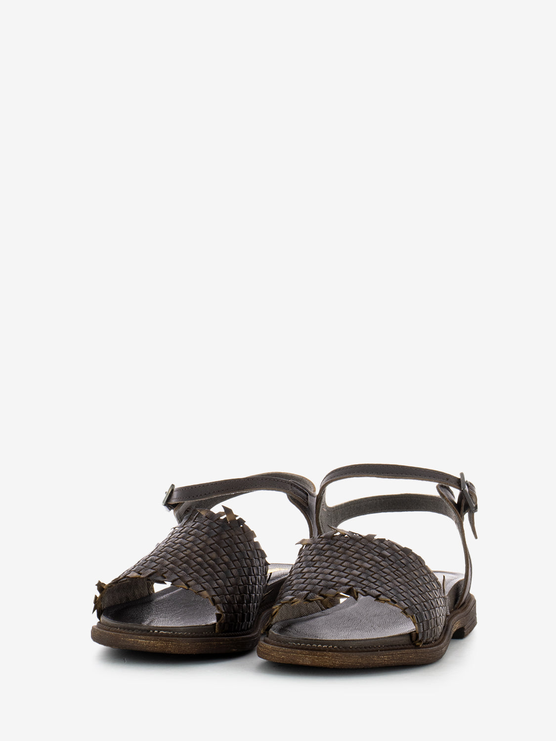 Sandals with braided band dark brown