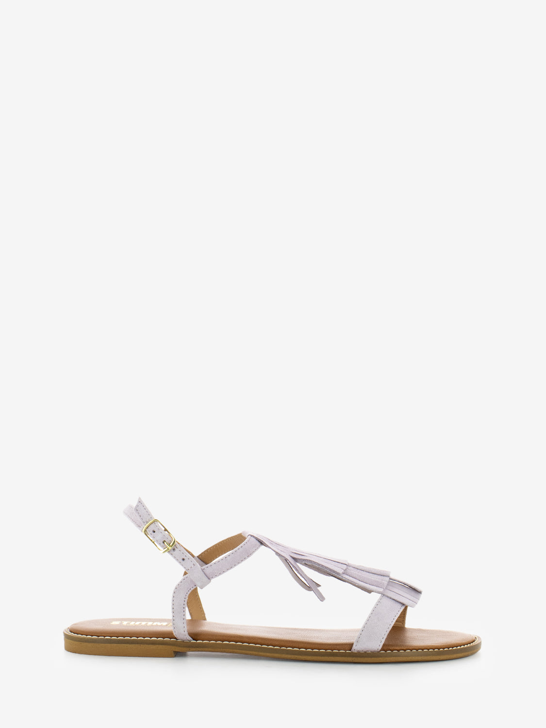 Sandali con frangia in suede lilla