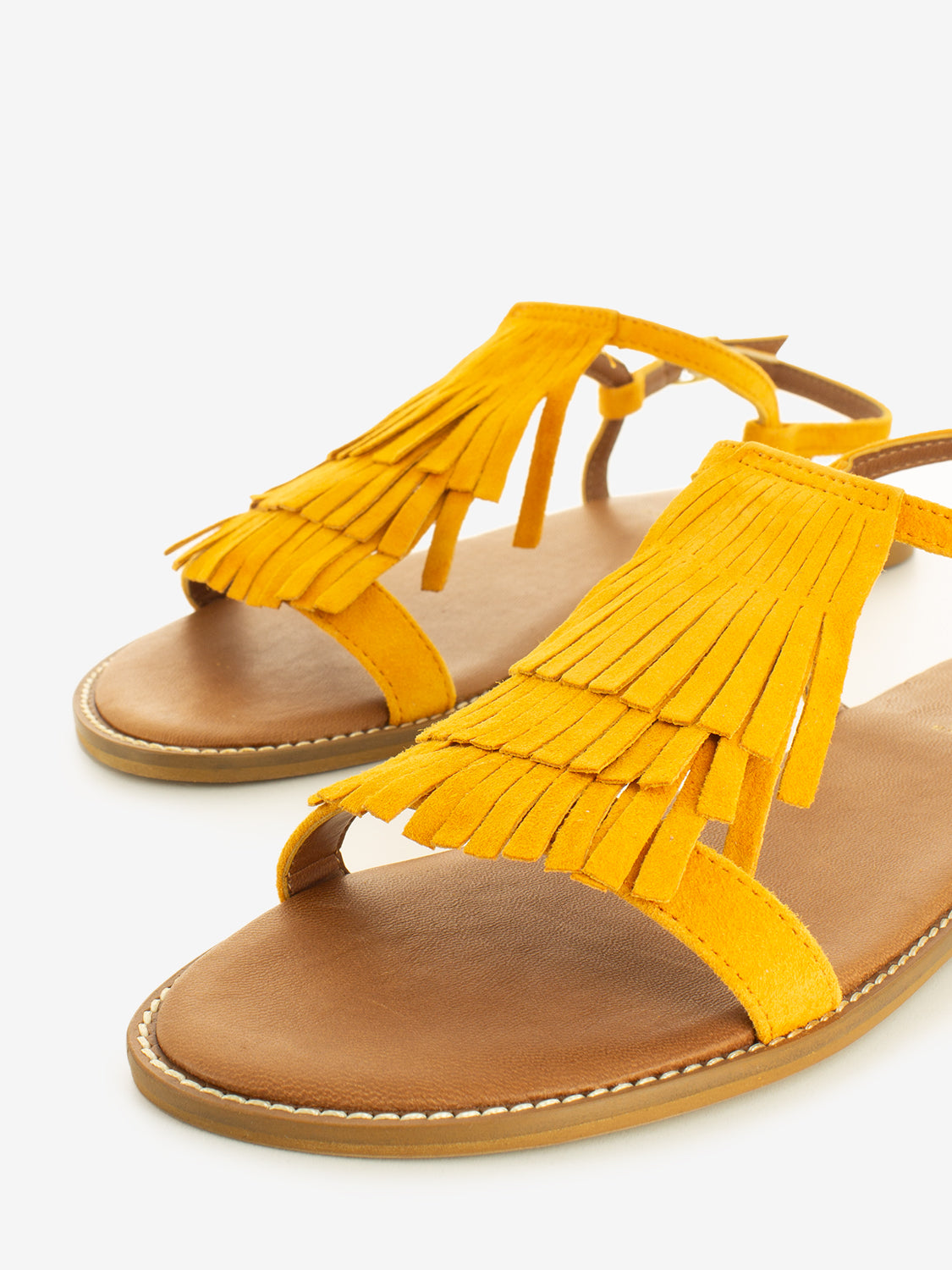 Mandarin Suede Fringe Sandals