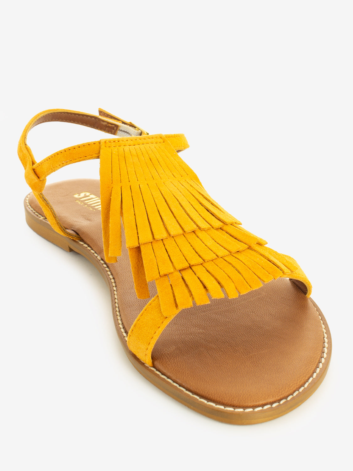 Mandarin Suede Fringe Sandals