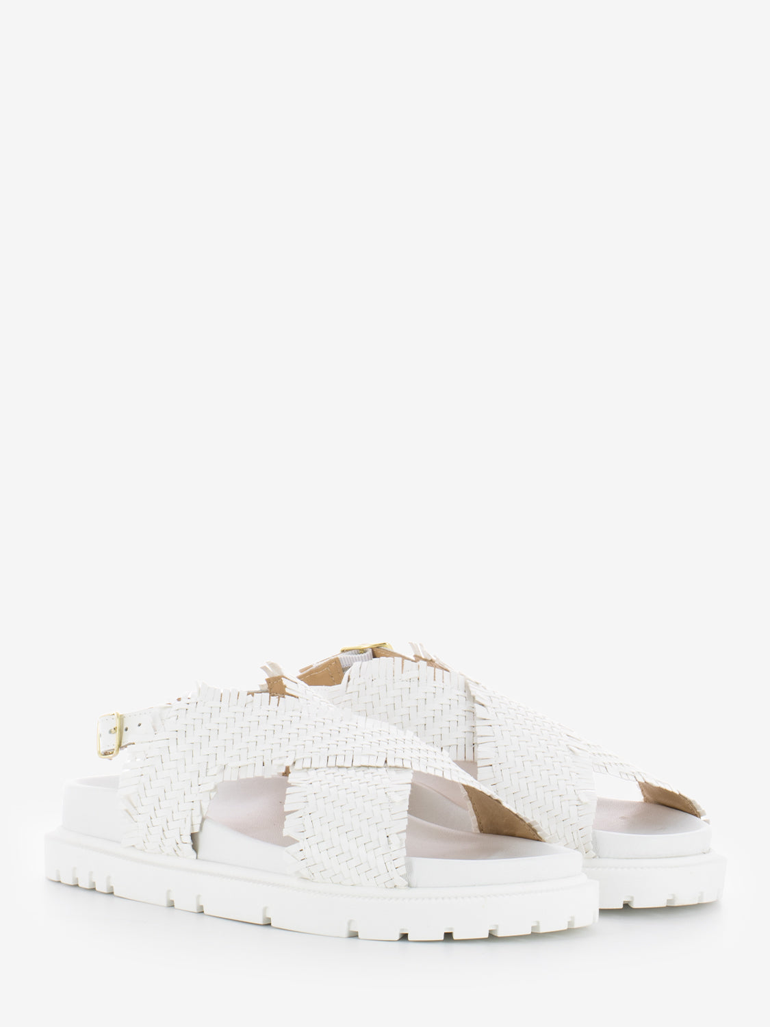 Elide white woven leather sandals
