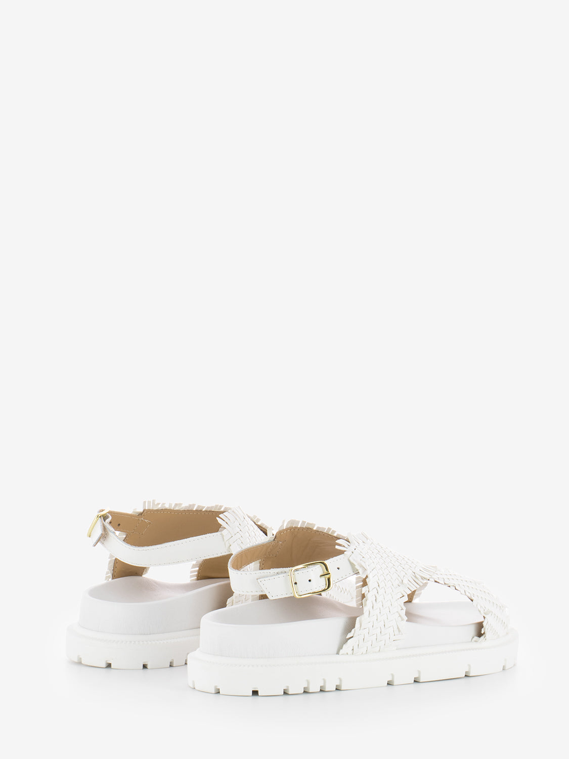 Elide white woven leather sandals