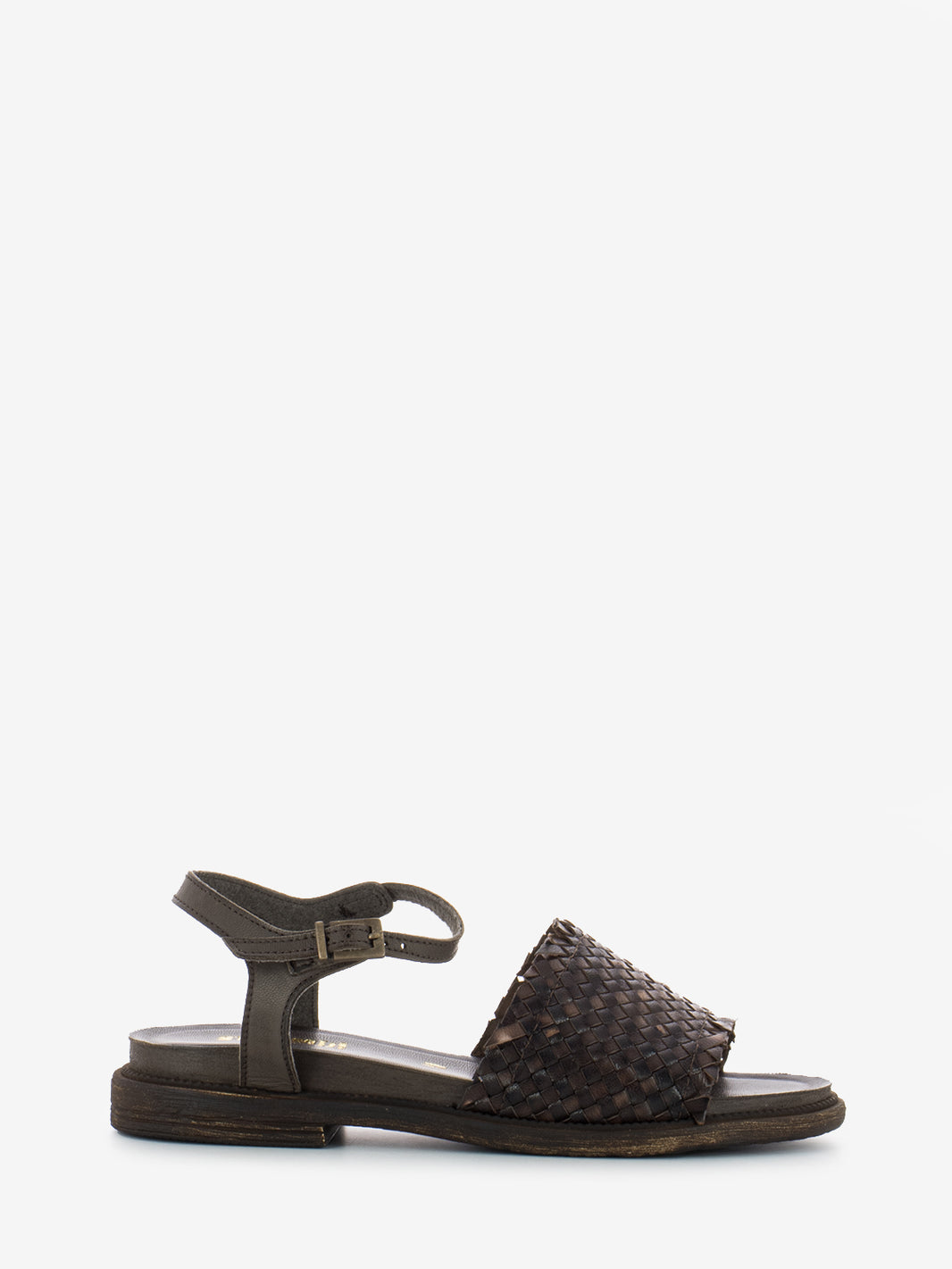Braided band sandals dark brown
