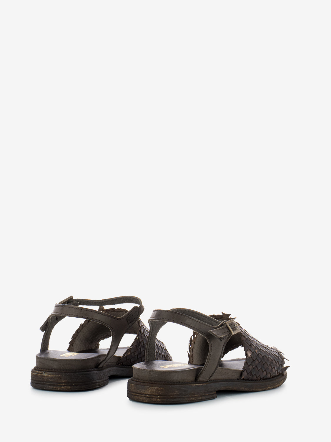 Braided band sandals dark brown