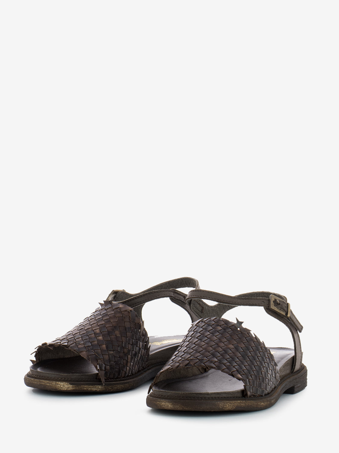 Braided band sandals dark brown