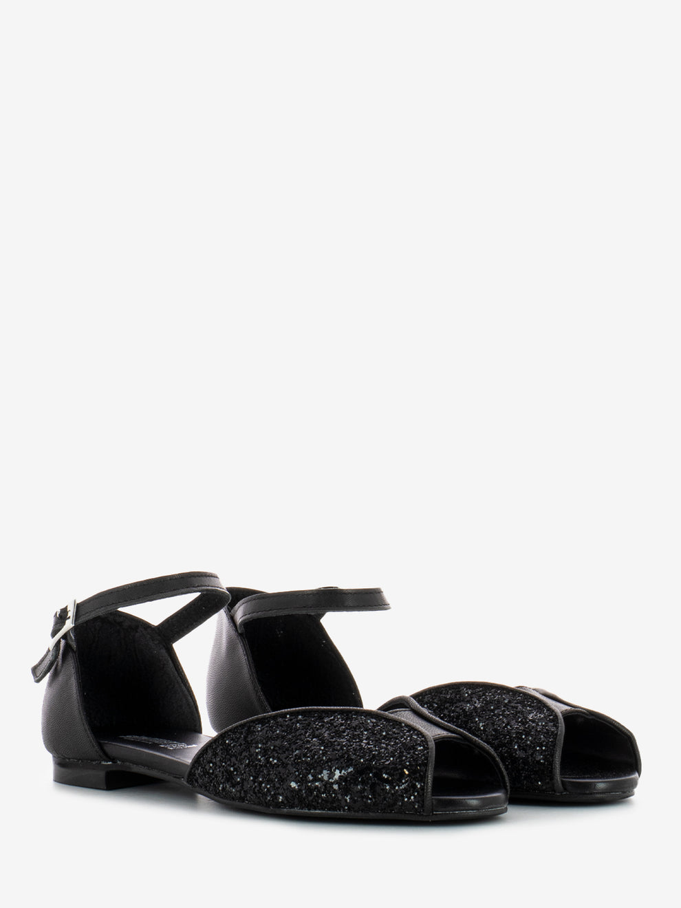 Black glitter sandals