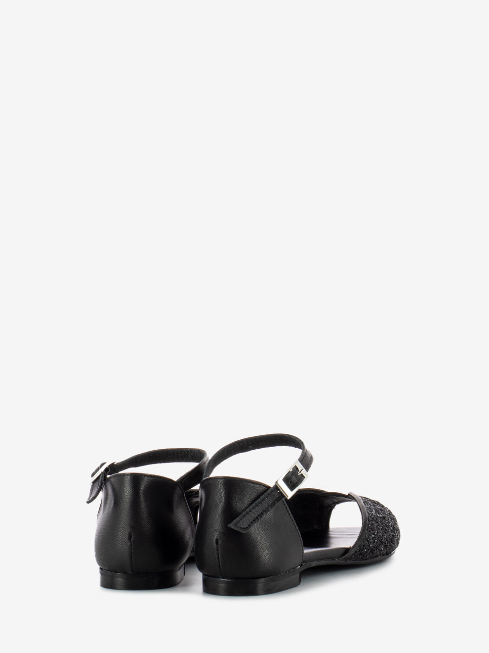 Black glitter sandals