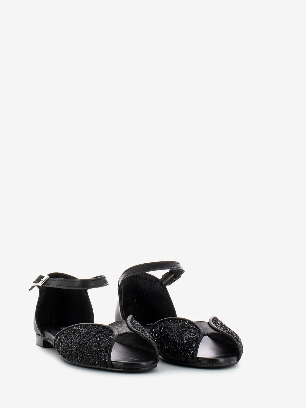 Black glitter sandals