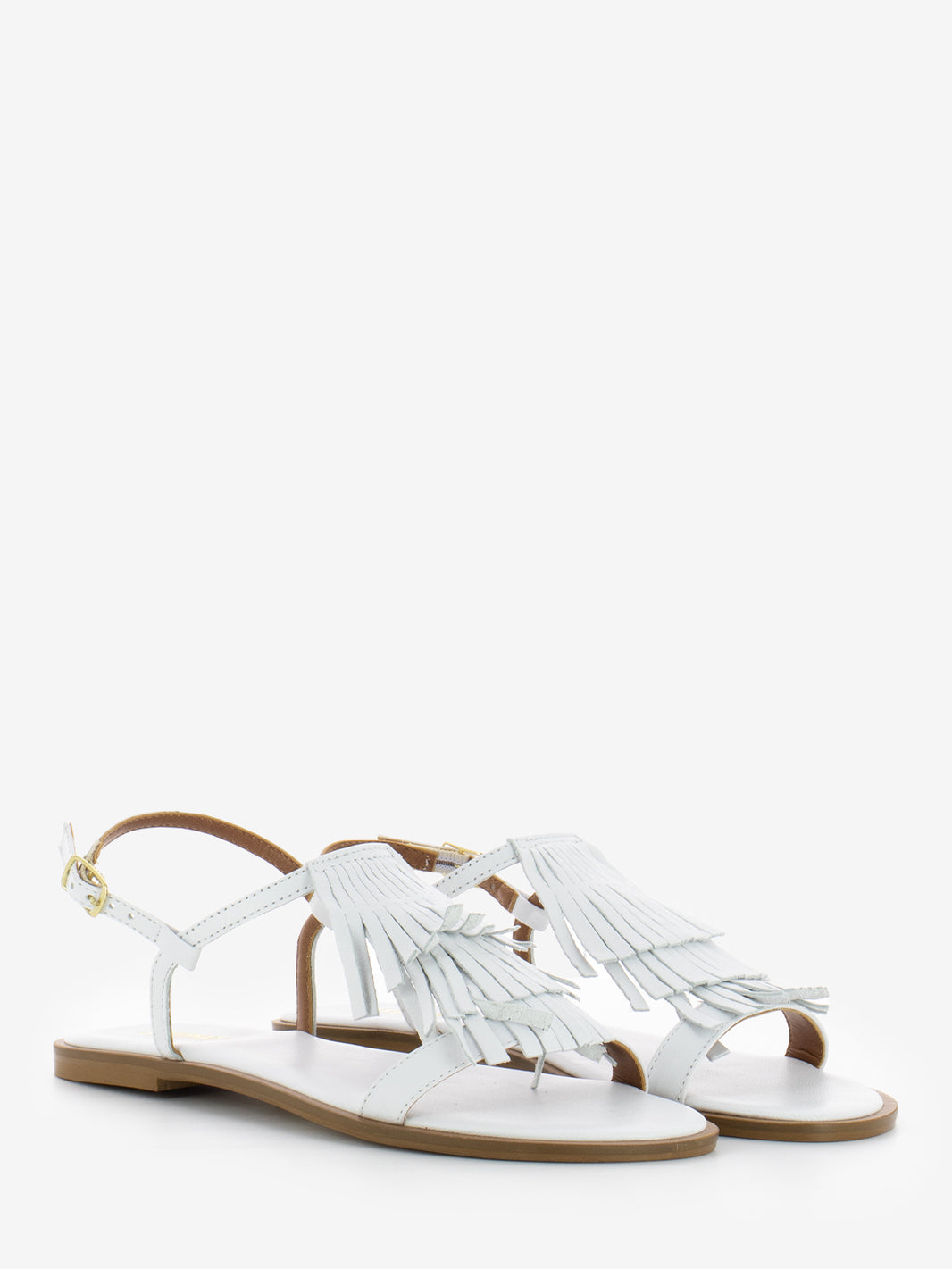 White nappa sandals with fringes